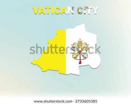 A modern flat illustration of the map of Vatican City filled with its national flag
