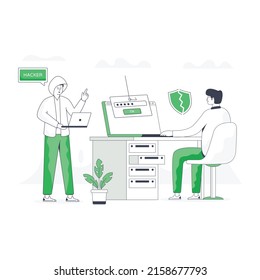 Modern flat illustration of password hacking 

