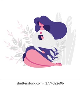 Modern flat illustration self love theme.