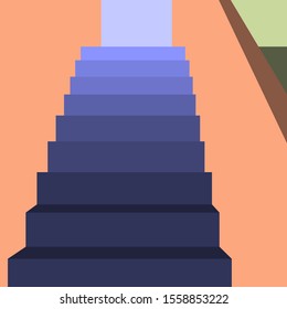 Modern flat illustration of stairs. Stairs flat design. Gradient full colour.