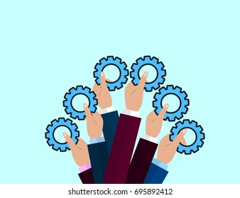 Modern Flat Illustration of Teamwork to reach goal and generate ideas