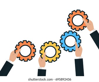 Modern Flat Illustration of Teamwork to reach goal and generate ideas