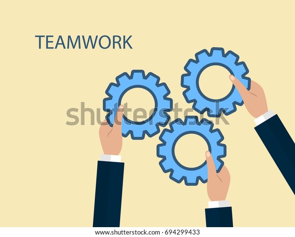 Modern Flat Illustration Teamwork Reach Goal Stock Vector (Royalty Free ...