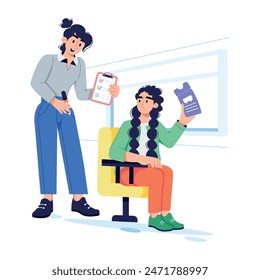 Modern flat illustration of a ticket inspector 