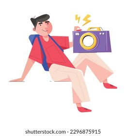 Modern flat illustration of tour photography 