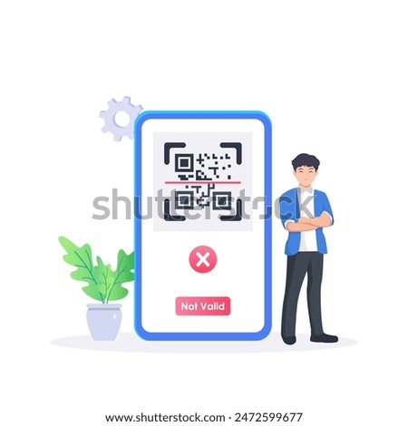 Modern flat illustration of verification failed and QR error