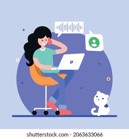 Modern flat illustration of voice recognition 