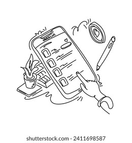 Ilustración plana moderna Web Mi lista de observación, eleve su proceso creativo con ilustraciones enfocadas a la web cuidadosamente seleccionadas para inspirar y deleitar