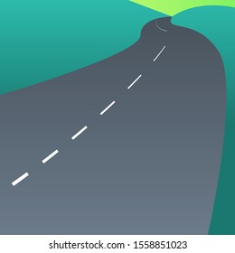 Modern flat illustration of winding road. Highway illustration. Gradient full colour.