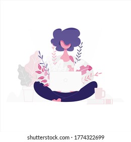 Modern flat illustration work from home theme.