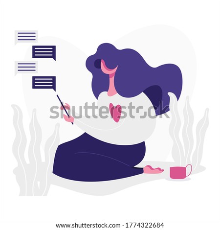 Modern flat illustration work from home theme.