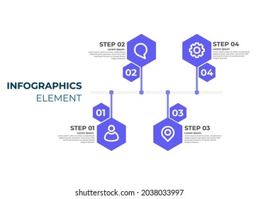 diseño moderno de infografía plana. Plantilla de diseño Infográfico de cuatro pasos. 