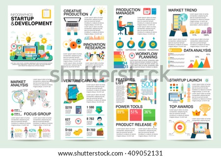 Modern flat Infographics of startup business and launch new product on market. Use in website, corporate report, presentation, advertising, marketing, background, banner, diagram, brochure template.
