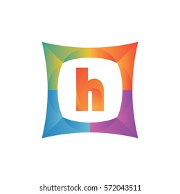 modern flat initial letter h geometric shape framing typography logo design for brand and company identity. gradient orange color