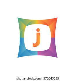 modern flat initial letter j geometric shape framing typography logo design for brand and company identity. gradient orange color
