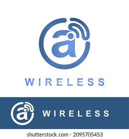Modern Flat Initial a Letter with Signal Wireless Symbol for Information, Technology, Internet Connection, Wi-Fi, Network Service Company Logo Idea