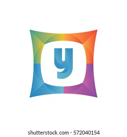 modern flat initial letter y geometric shape framing typography logo design for brand and company identity. gradient blue color