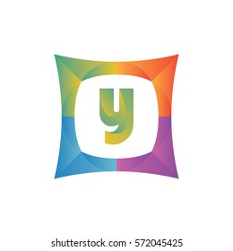 modern flat initial letter y geometric shape framing typography logo design for brand and company identity. gradient green color
