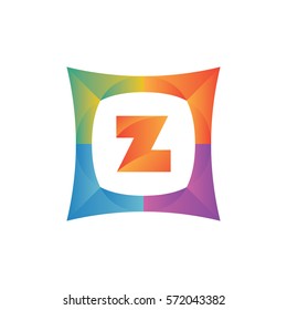 modern flat initial letter z geometric shape framing typography logo design for brand and company identity.gradient orange color