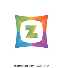 modern flat initial letter z geometric shape framing typography logo design for brand and company identity. gradient green color