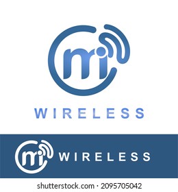 Modern Flat Initial m Letter with Signal Wireless Symbol for Information, Technologie, Internetverbindung, Wi-Fi, NetworkService Company Logo Idea