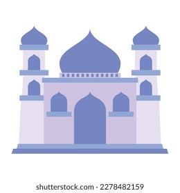 Modern Flat Islamic Mosque Building, Suitable for Diagrams, Map, Infographics, Illustration, And Other Graphic Related Assets. Traditional arabesque ornament illustration.