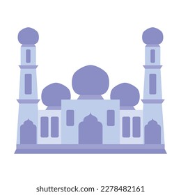 Modern Flat Islamic Mosque Building, Suitable for Diagrams, Map, Infographics, Illustration, And Other Graphic Related Assets. Traditional arabesque ornament illustration.