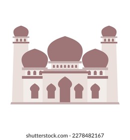 Modern Flat Islamic Mosque Building, Suitable for Diagrams, Map, Infographics, Illustration, And Other Graphic Related Assets. Traditional arabesque ornament illustration.