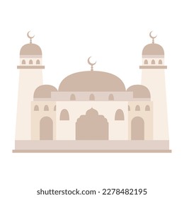 Modern Flat Islamic Mosque Building, Suitable for Diagrams, Map, Infographics, Illustration, And Other Graphic Related Assets. Traditional arabesque ornament illustration.