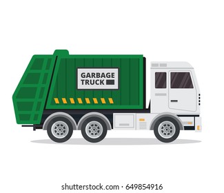 Modern Flat Isolated Garbage Truck Illustration