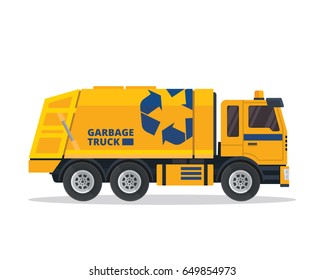 Modern Flat Isolated Garbage Truck Illustration