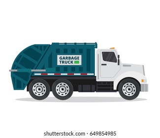 Modern Flat Isolated Garbage Truck Illustration