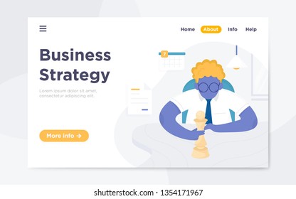 Modern flat landing page of business strategy