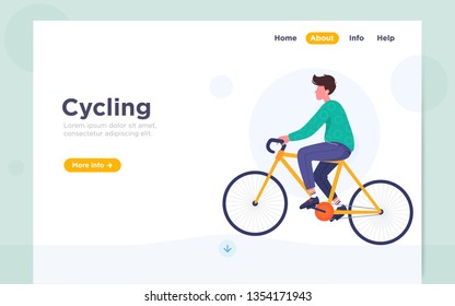 Modern flat landing page illustration of cycling illustration