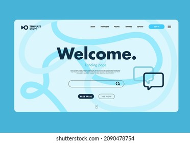 Modern flat landing page with search bar, template for websites, mobile website or apps.
