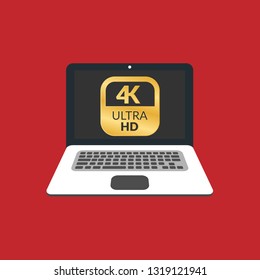 Modern flat laptop screen with ultra high definition, 4k ultra hd screen format. 