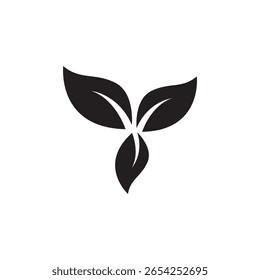 Modernes flaches Blatt-Symbol in Schwarz - Eco Nature Vector