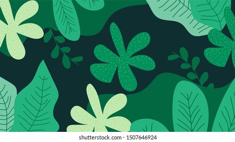 Modern flat Leaves With Flower background