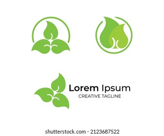 Modern flat leaves logo design template