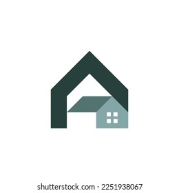 Modern and Flat letter A house building construction logo