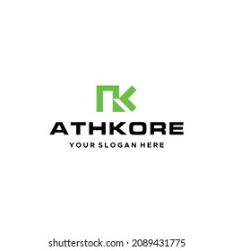 Modern flat letter mark ATHKORE logo design