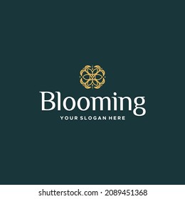 Modern flat letter mark BLOOMING mark logo design 