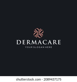 Modern flat letter mark DERMACARE logo design