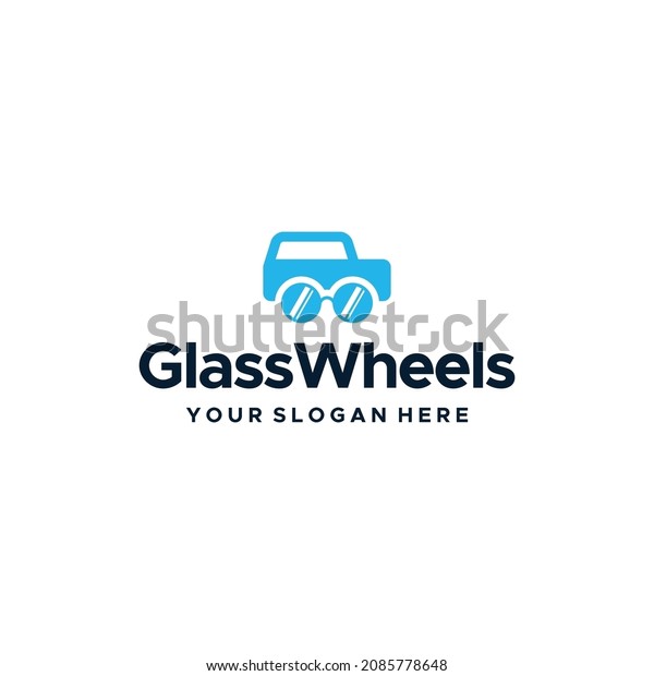 Modern flat
letter mark GLASS WHEELS logo
design