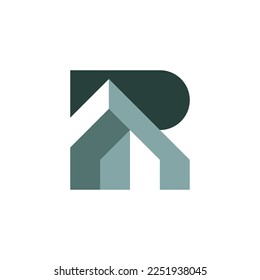 Modern and Flat letter R house building construction logo