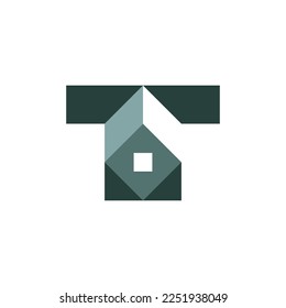 Modern and Flat letter T house building construction logo