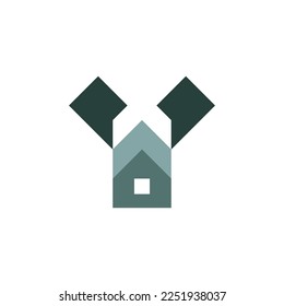 Modern and Flat letter Y house building construction logo
