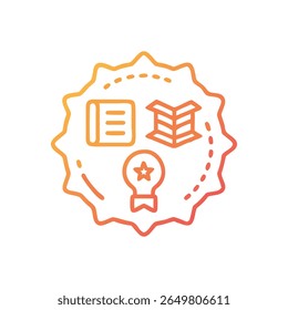 Modern flat line art illustration depicting learning with notebook, book and idea bulb. Isolated on White Background with gradient.