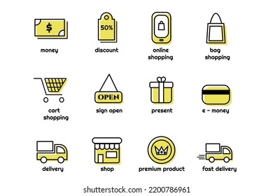 Modern Flat Line Color Icons- Shopping and E commerce. flat icons design. shopping and e commerce icon. shopping and e commerce vector. vector illustration.