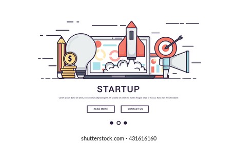 Modern Flat line design concept of Idea Startup and Business Startup.banner.